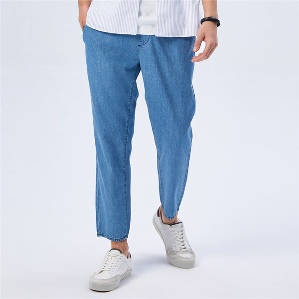 Men's Denim Elastic Wasit Crop Jeans