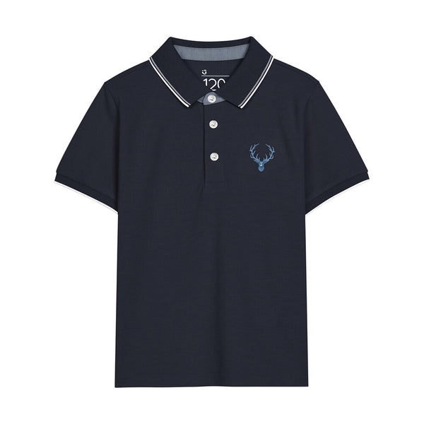 Junior's Short Sleeve Slim Fit Embroidery Solid Polo (G-Motion)